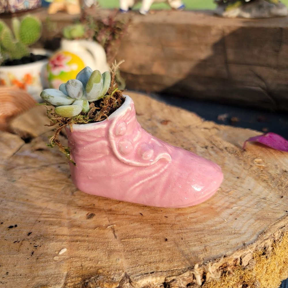 Pink McCoy Baby Shoe Planter